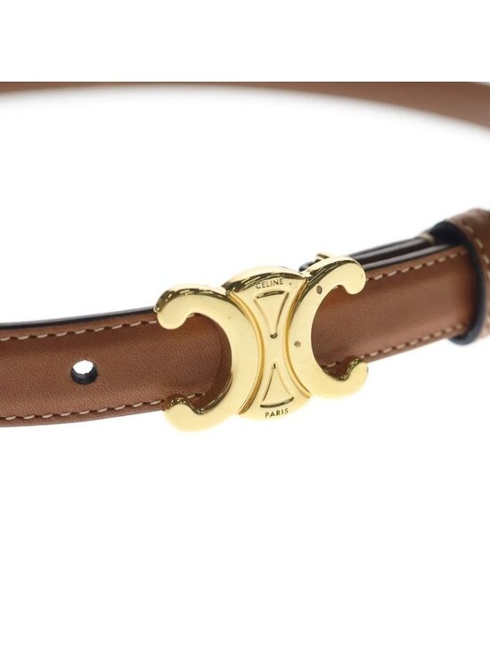 Celine Triomphe Leather Belt Brown Gold